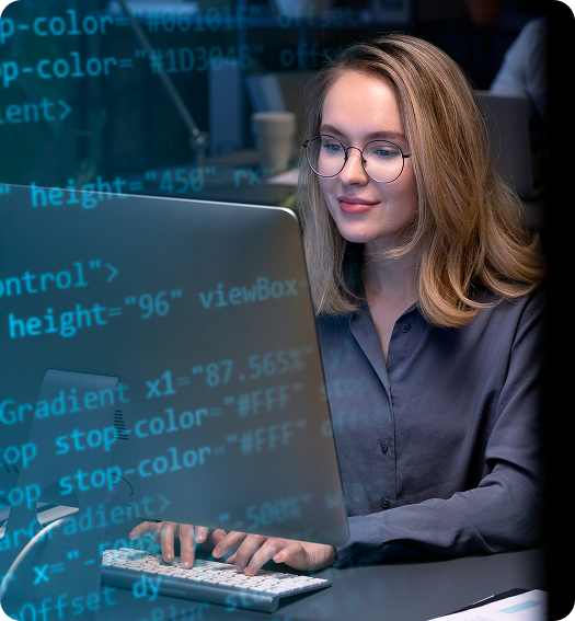 Developer coding on laptop